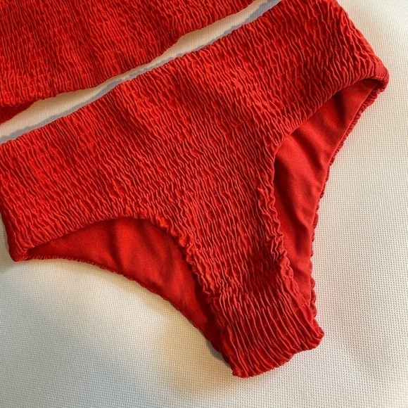 Etophe Studios Swimsuit Red Smocked Bikini S/M - Picture 7 of 8